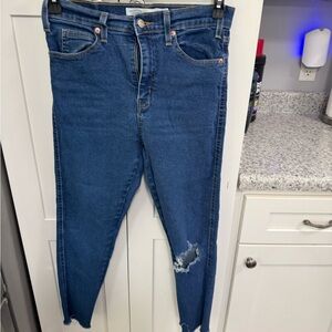 Signature by Levi Strauss Women's Dark Blue Skinny Jeans with Distressed Knee